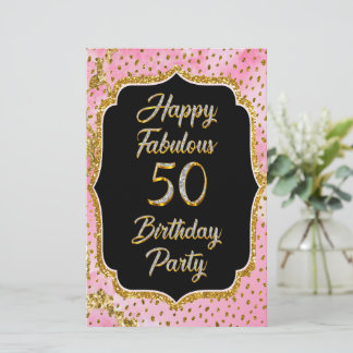 Happy Fabulous 50. Geburtstag Einladung Party Briefpapier