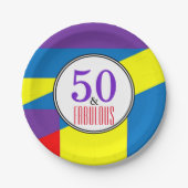 Happy Fabulous Geburtstagsparty | Streifenmuster Pappteller (Vorderseite)