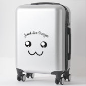Happy Face Black mit Namen Aufkleber (Koffer)