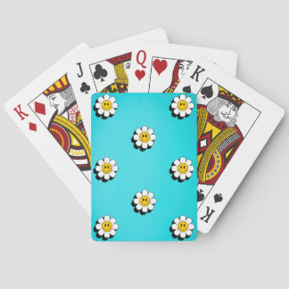Happy-face-Blume mit blauen Poker-Karten Spielkarten