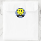 Happy Face Bow Krawatte Runder Aufkleber (Tasche)