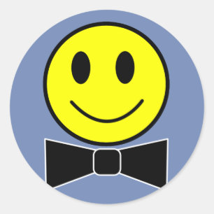 Happy Face Bow Krawatte Runder Aufkleber