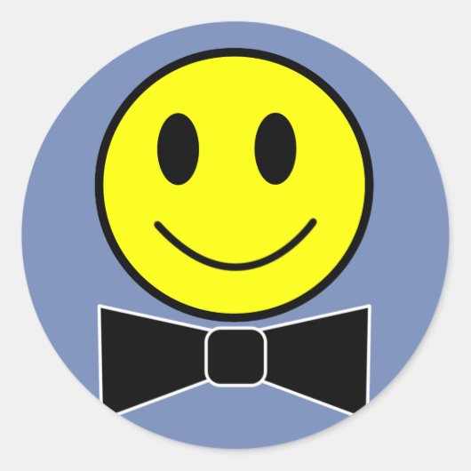 Happy Face Bow Krawatte Runder Aufkleber (Vorderseite)