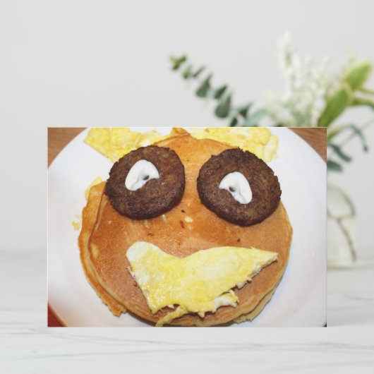 Happy Face Breakfast Einladung (Stehend Vorderseite)