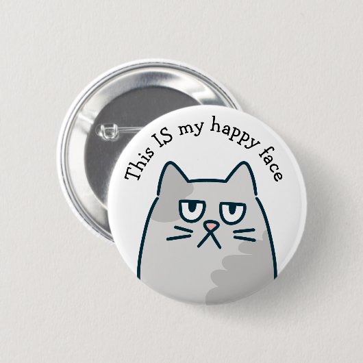 Happy Face Cat Button (Vorne & Hinten)
