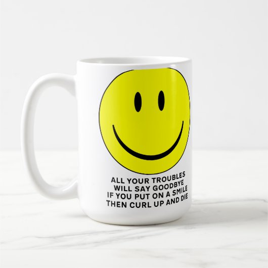 Happy Face Curl Up und Die Funny Mug Kaffeetasse (Links)