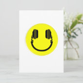 Happy Face DJ Kopfhörer-Musik Einladung (Stehend Vorderseite)