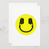 Happy Face DJ Kopfhörer-Musik Einladung (Vorne/Hinten)