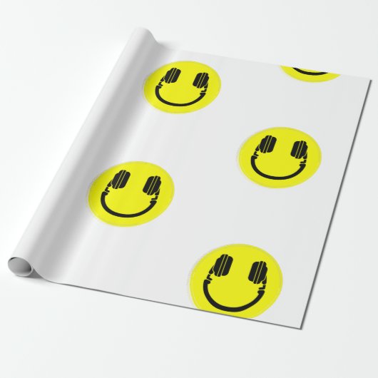 Happy Face DJ Kopfhörer-Musik Geschenkpapier (Ungerollt)