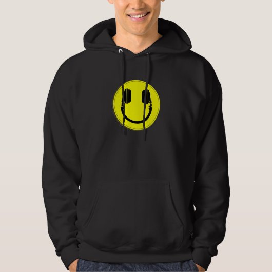 Happy Face DJ Kopfhörer-Musik Hoodie (Vorderseite)