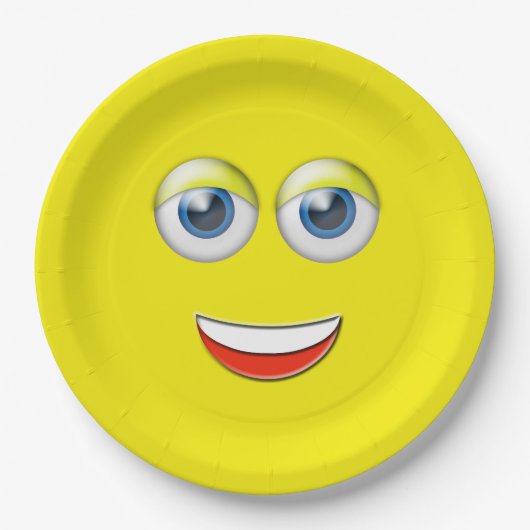 Happy Face Emoji Pappteller (Vorderseite)