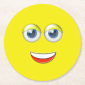 Happy Face Emoji Runder Pappuntersetzer (Vorderseite)