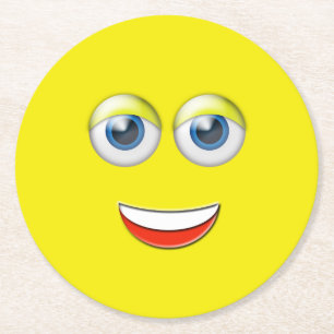 Happy Face Emoji Runder Pappuntersetzer