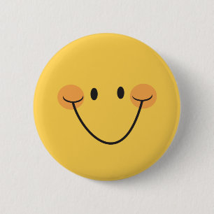 Happy face, gelber pinback button oder Abzeichen