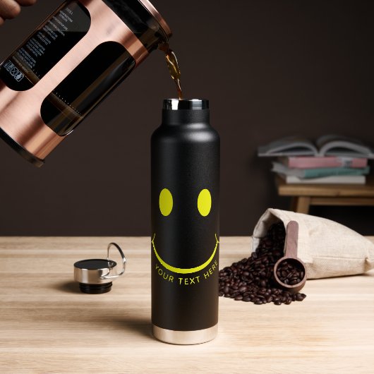 Happy Face Graphalize Black Trinkflasche (Kaffee)