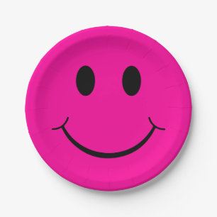 Happy Face Graphic   Neon Pink Pappteller