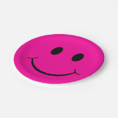 Happy Face Graphic | Neon Pink Pappteller (Schrägansicht)