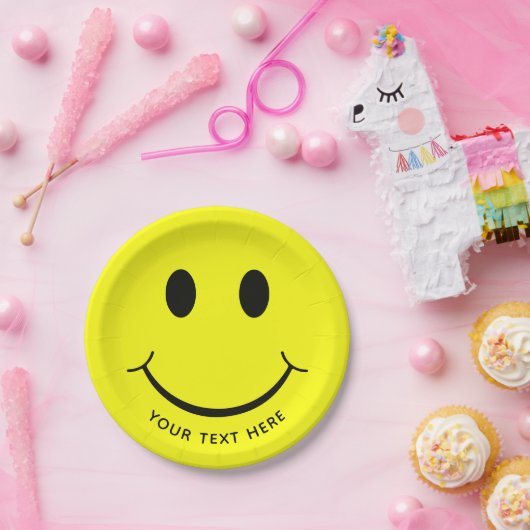 Happy-Face-Graphics personalize| Gelb Pappteller (Party)