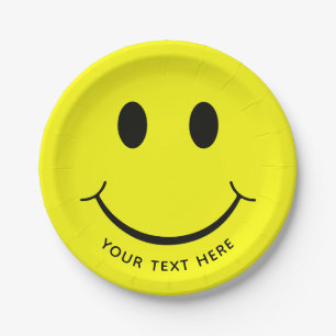 Happy-Face-Graphics personalize Gelb Pappteller