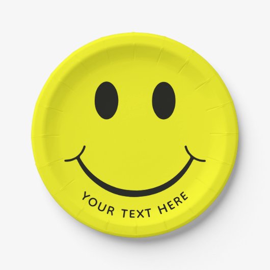 Happy-Face-Graphics personalize| Gelb Pappteller (Vorderseite)