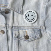Happy Face Groovy Blue Boy Birthday Button (Beispiel)
