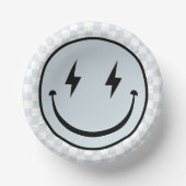 Happy Face Groovy Blue Boy Birthday Pappteller (Vorderseite)