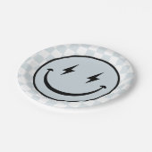 Happy Face Groovy Blue Boy Birthday Pappteller (Schrägansicht)