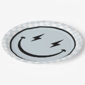 Happy Face Groovy Blue Boy Birthday Pappteller (Schrägansicht)