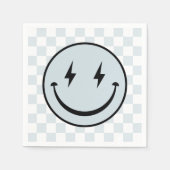 Happy Face Groovy Blue Boy Birthday Serviette (Vorderseite)