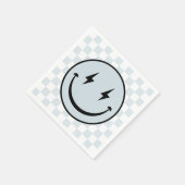 Happy Face Groovy Blue Boy Birthday Serviette (Ecke)