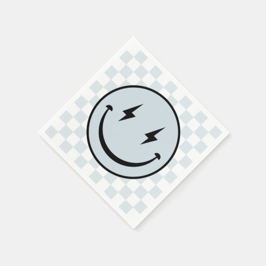 Happy Face Groovy Blue Boy Birthday Serviette (Ecke)