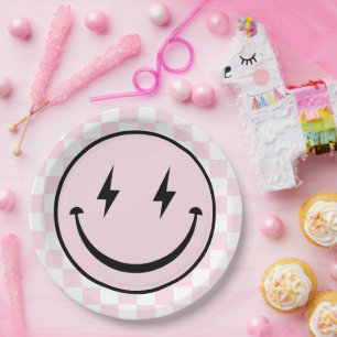 Happy Face Groovy Pink Girl Geburtstag Pappteller