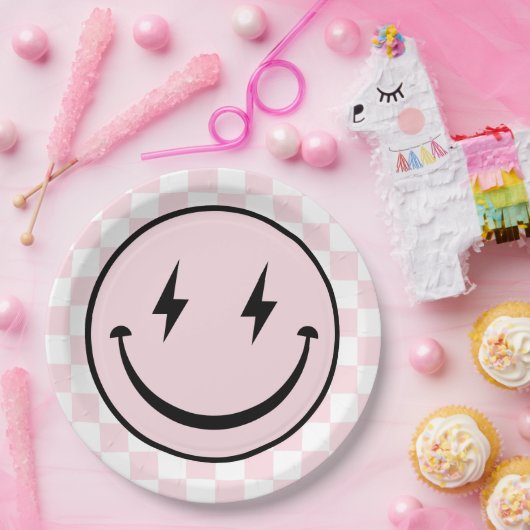 Happy Face Groovy Pink Girl Geburtstag Pappteller (Party)