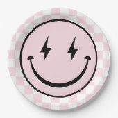 Happy Face Groovy Pink Girl Geburtstag Pappteller (Vorderseite)