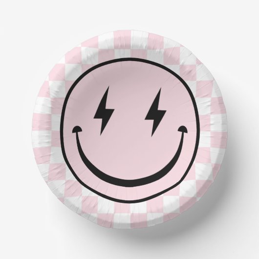 Happy Face Groovy Pink Girl Geburtstag Pappteller (Vorderseite)