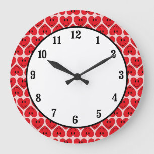 Happy Face Heart Große Wanduhr
