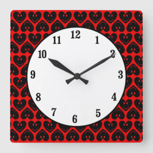 Happy Face Heart Quadratische Wanduhr