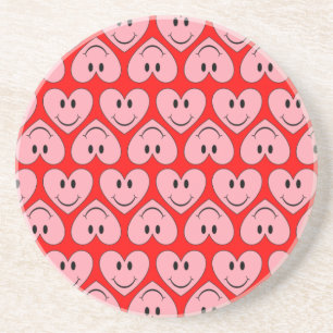 Happy Face Heart Sandstein Untersetzer