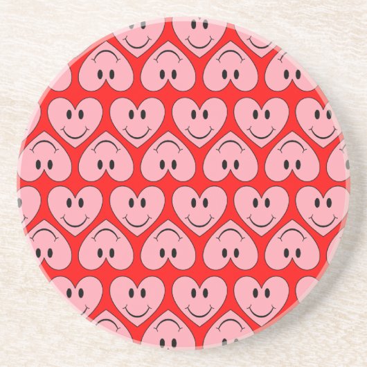 Happy Face Heart Sandstein Untersetzer (Vorne)