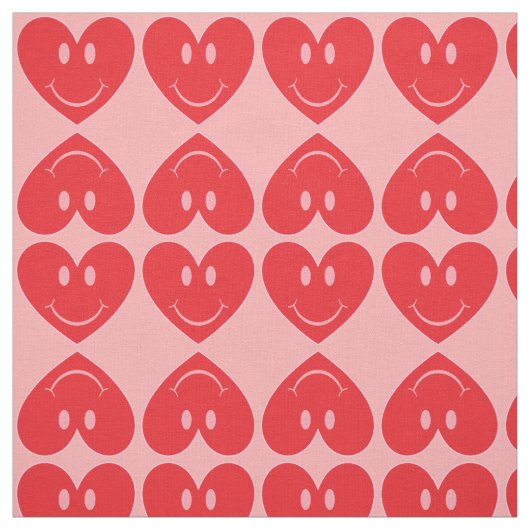 Happy Face Heart Stoff (Muster)