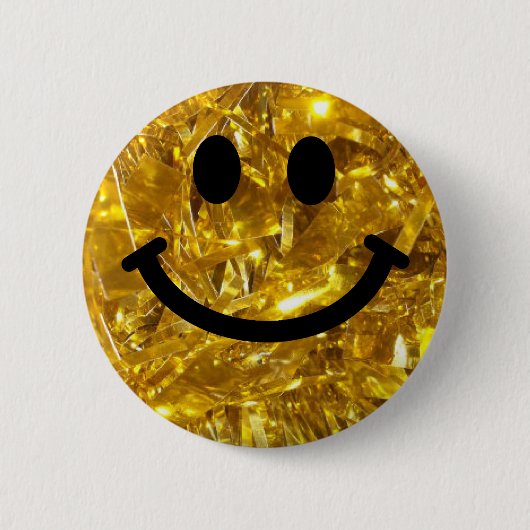 Happy Face Imitate Funkelnd Gold Bling - Matte Spi Button (Vorderseite)