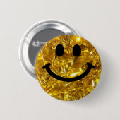 Happy Face Imitate Funkelnd Gold Bling - Matte Spi Button (Vorne & Hinten)