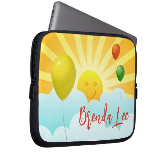 Happy Face in Clouds Custom iPad/Laptop Sleeve (Vorne Rechts)