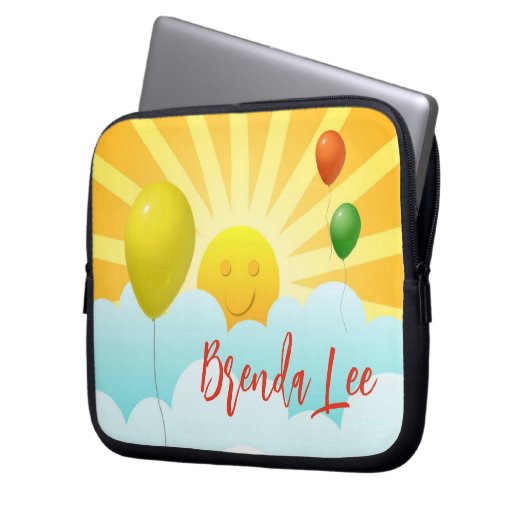 Happy Face in Clouds Custom iPad/Laptop Sleeve (Vorderseite Links)