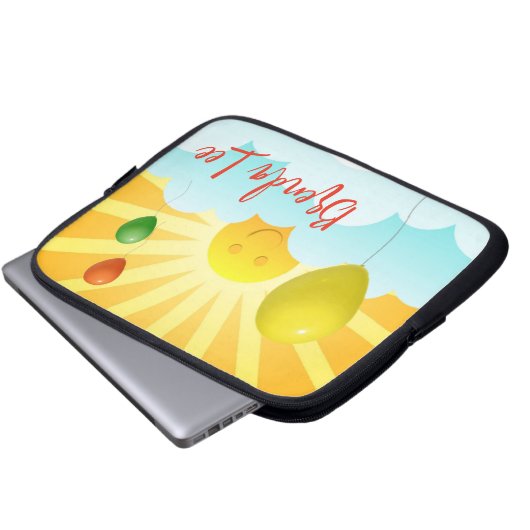 Happy Face in Clouds Custom iPad/Laptop Sleeve (Vorne Knopf)