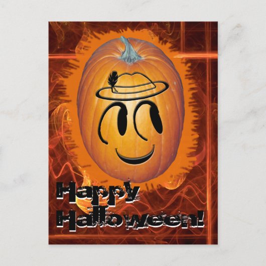 Happy Face Jack-O-Lantern Postkarte (Vorderseite)