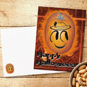 Happy Face Jack-O-Lantern Postkarte