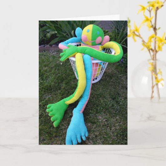 Happy Face Man mit der Schrift, Custom Karte (Gelbe Blume)