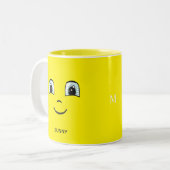 Happy Face mit Personalisiertem Text und Monogramm Zweifarbige Tasse (Vorderseite Links)