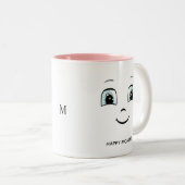 Happy Face mit Personalisiertem Text und Monogramm Zweifarbige Tasse (VorderseiteRechts)